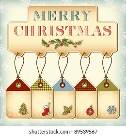 Christmas tags and vintage lettering Merry Christmas