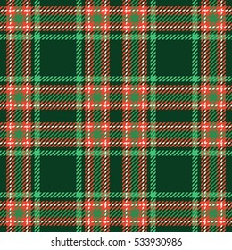 Christmas tartan seamless vector patterns in grin and red colors