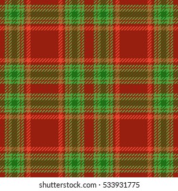 Christmas tartan seamless vector patterns in grin and red colors