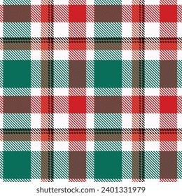 Patrón navideño Tartán vs Plaids color blanco verde sin fisuras.  Xmas Scottish Buffolo chequeo flannel diseño de arte de tejidos impresos chaqueta de algodón kilt de moda leñador 