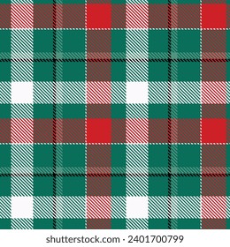 Christmas Tartan vs Plaids pattern seamless red white green colour background.  Xmas Scottish Buffolo check flannel art design fo print fabric clots jacket kilt cotton fashion lumberjack 