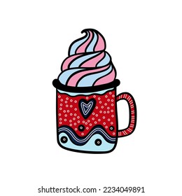 té de Navidad y taza con un patrón popular. Decoración navideña. Para su diseño