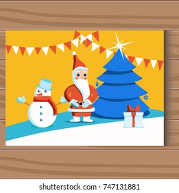 Christmas team. Cartoon Santa Claus. Vector illustration.