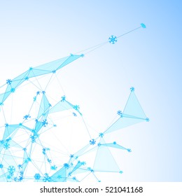 Christmas technology background with snowflakes over triangular grid