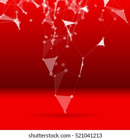 Christmas technology background with snowflakes over triangular grid