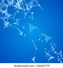 Christmas technology background with snowflakes over triangular grid