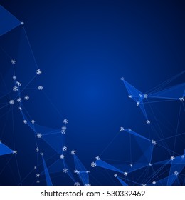 Christmas technology background with snowflakes over triangular grid