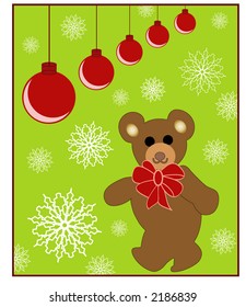 christmas teddy with baubles