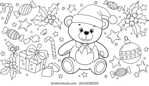 christmas teddy bear coloring page. you can print it on standard