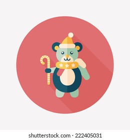 Christmas teddy bear flat icon with long shadow,eps10