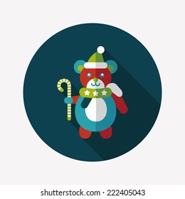 Christmas teddy bear flat icon with long shadow,eps10