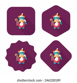 Christmas teddy bear flat icon with long shadow,eps10