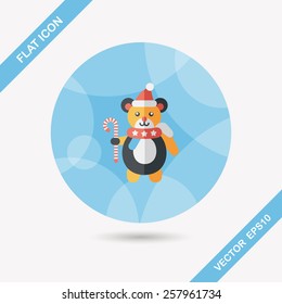 Christmas teddy bear flat icon with long shadow,eps10