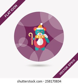 Christmas teddy bear flat icon with long shadow,eps10