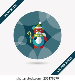 Christmas teddy bear flat icon with long shadow,eps10