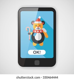 Christmas teddy bear flat icon with long shadow,eps10