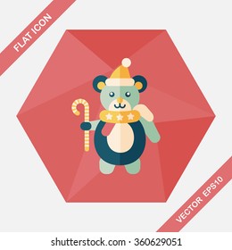 Christmas teddy bear flat icon with long shadow,eps10