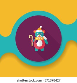 Christmas teddy bear flat icon with long shadow,eps10