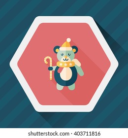 Christmas teddy bear flat icon with long shadow,eps10