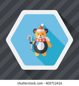 Christmas teddy bear flat icon with long shadow,eps10