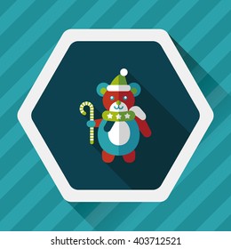 Christmas teddy bear flat icon with long shadow,eps10