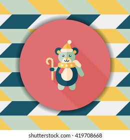 Christmas teddy bear flat icon with long shadow,eps10