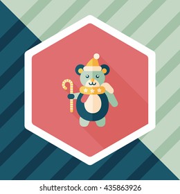Christmas teddy bear flat icon with long shadow,eps10