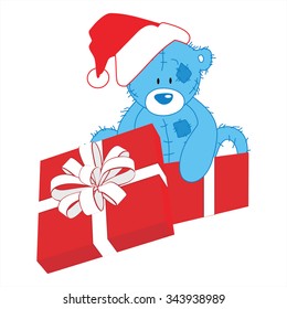Christmas teddy bear in gift