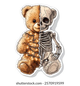 Christmas teddy bear half skull