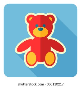 Christmas teddy bear icon. Vector illustration. Flat design.