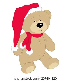Christmas teddy bear on the white background