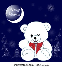 Christmas Teddy Bear Sitting Alone in the Snow | EPS10 Vector 