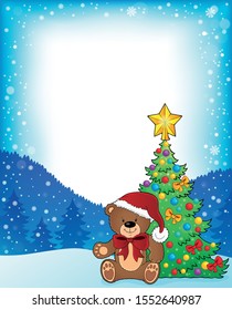Christmas teddy bear topic frame 1 - eps10 vector illustration.