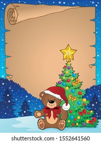 Christmas teddy bear topic parchment 2 - eps10 vector illustration.