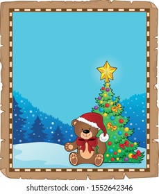 Christmas teddy bear topic parchment 1 - eps10 vector illustration.