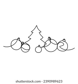 Christmas tee garland drawn in line art style