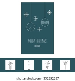 Christmas template, card, invitation with different Christmas and new year elements easy to edit 