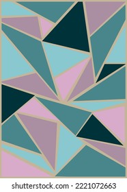 Christmas template. Festive pattern with triangular patterns. Elegant luxurious pattern with gold accents. Vector illustration in geometric style