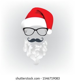 Christmas template, glasses, mustache, hat, santa claus, mask, vector illustration