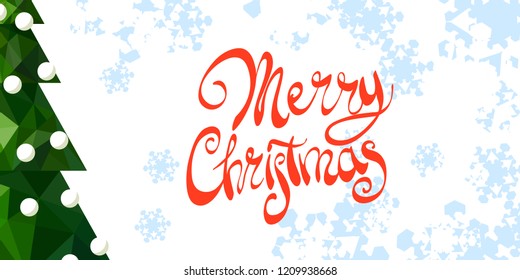 Christmas template for greeting card with Merry Christmas lettering