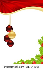 christmas template with hanging balls isolated on white background. vector illustration