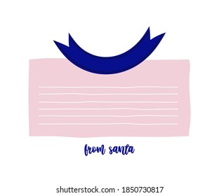 Christmas template letter from Santa. Frame for text with a ruler. Cute vector character illustration in hand-drawn scandinavian style. The limited pastel palette is ideal for any print