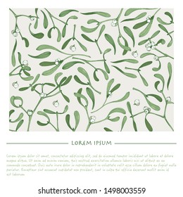 Christmas template with mistletoe plant for social media publication with white background