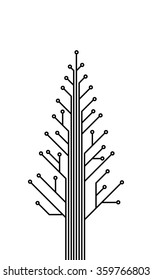 IT christmas, template of printed circuit, vector  printed circuit tree