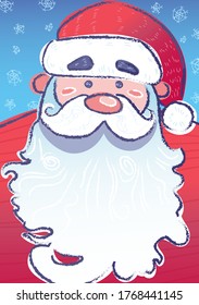 Christmas template with Santa with beard,  empty place for your text for posters or flyers and greeting cards.