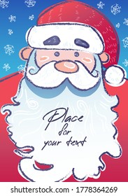 Christmas template with Santa and place for your text for posters or flyers and greeting cards.