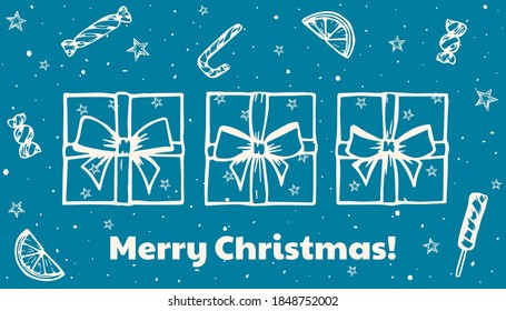 Christmas template vector illustration on a blue background