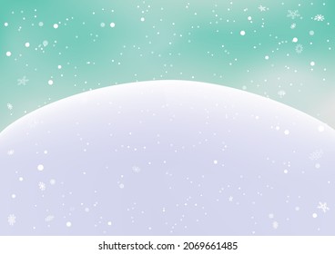 Christmas template winter snowfall and hill. Holiday cartoon background snow falling on hills. Seasonal decoration template