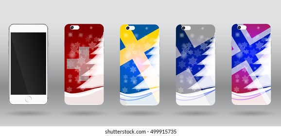 Christmas templates for case for phones. Covers for phones for the new year and Christmas. New realistic smartphones mockups.