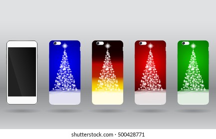 Christmas templates for case for phones. Covers for phones for the new year and Christmas. New realistic smartphones mockups.